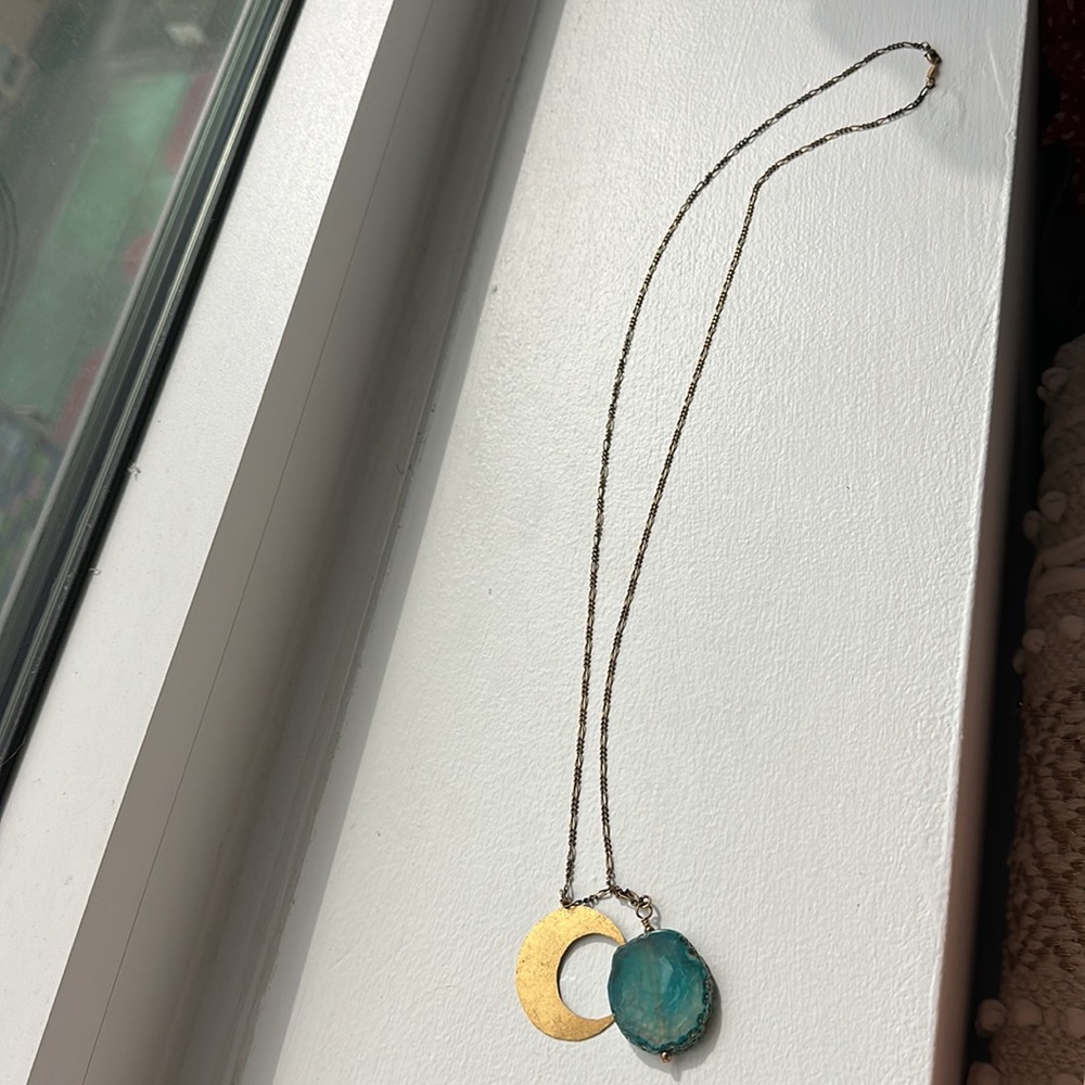 New turquoise and gold moon long necklace - Picture 6 of 6